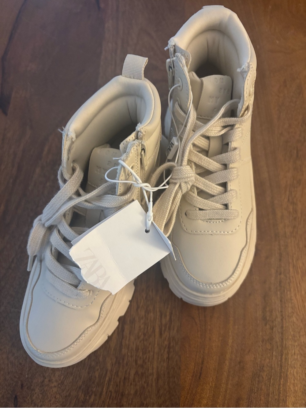 Zara Cream High-Top Chunky Sneakers
